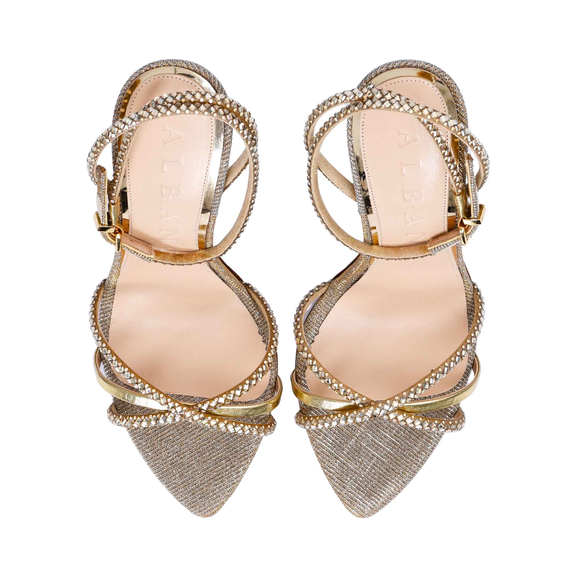 Albano Women's Patent Leather Crystal-Toe Heeled Sandal