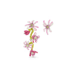 Les Nereides Pink Magnolia Flowers Asymmetrical Post Earrings