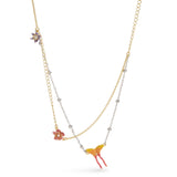 Les Nereides Two-Tone Chain, Magnolia Flower And Butterfly Necklace