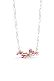 Les Nereides Magnolia Flowers Silver Statement Necklace