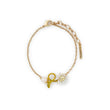 Les Nereides White And Green Daisy Fine Bracelet With Mother Of Pearl Bead