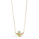 Les Nereides Fine Necklace With White And Green Daisy, Mother Of Pearl Bead And Carabiner