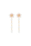 Les Nereides White Cherry Blossom Dangle Post Earrings