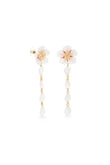 Les Nereides White Cherry Blossom Dangle Post Earrings