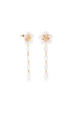 Les Nereides White Cherry Blossom Dangle Post Earrings