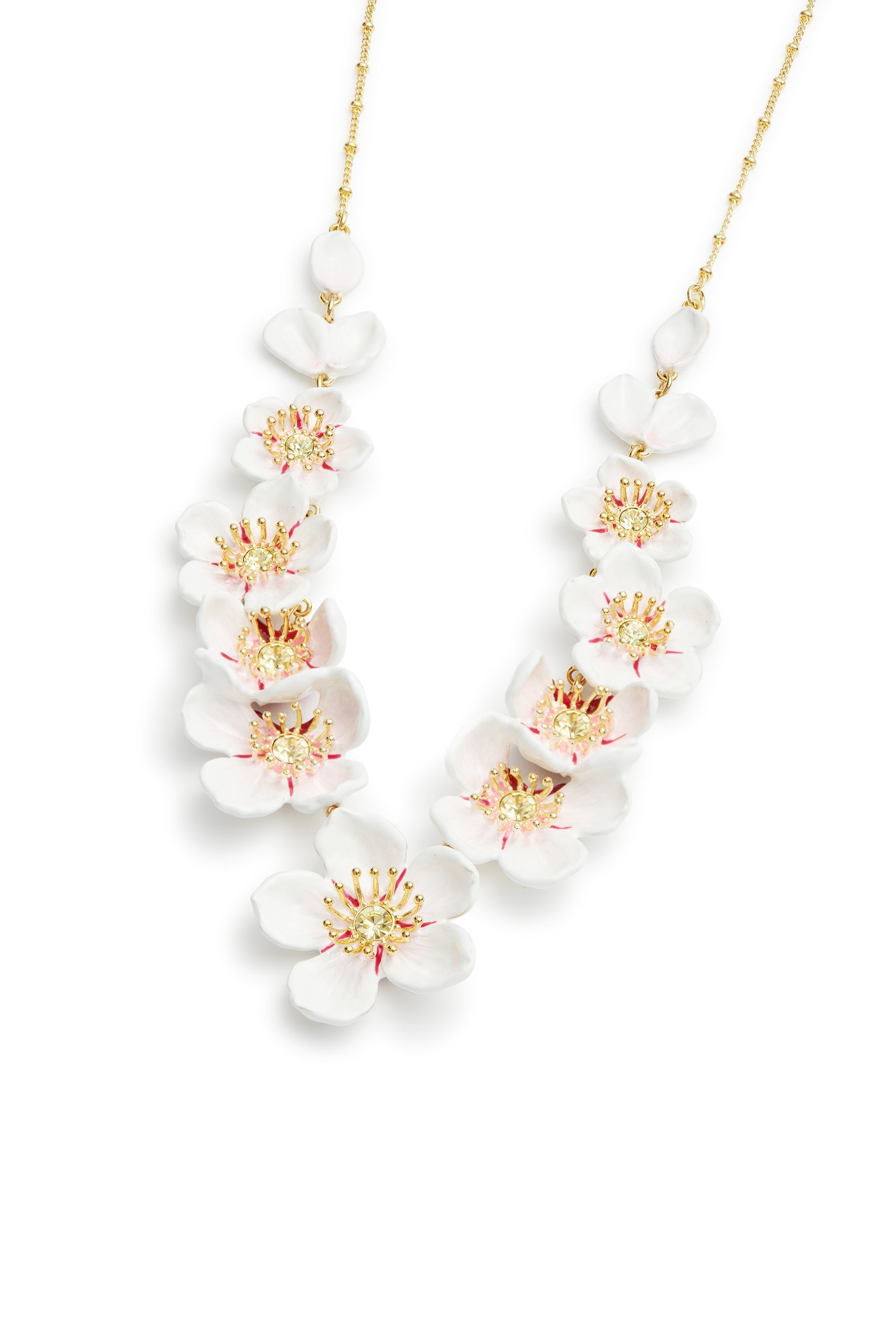 Les Nereides White Cherry Blossom Statement Necklace