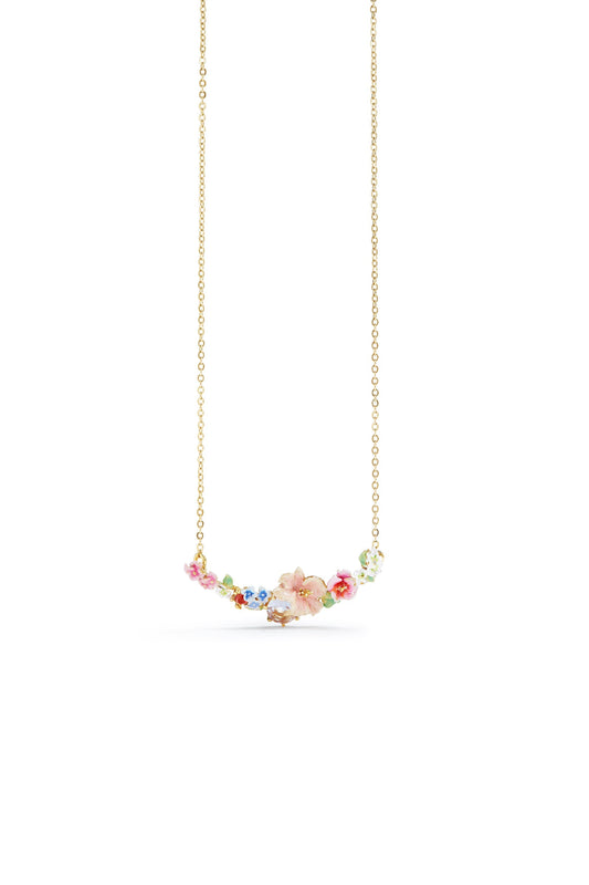 Les Nereides Flower Bouquet And Round Stone Statement Necklace