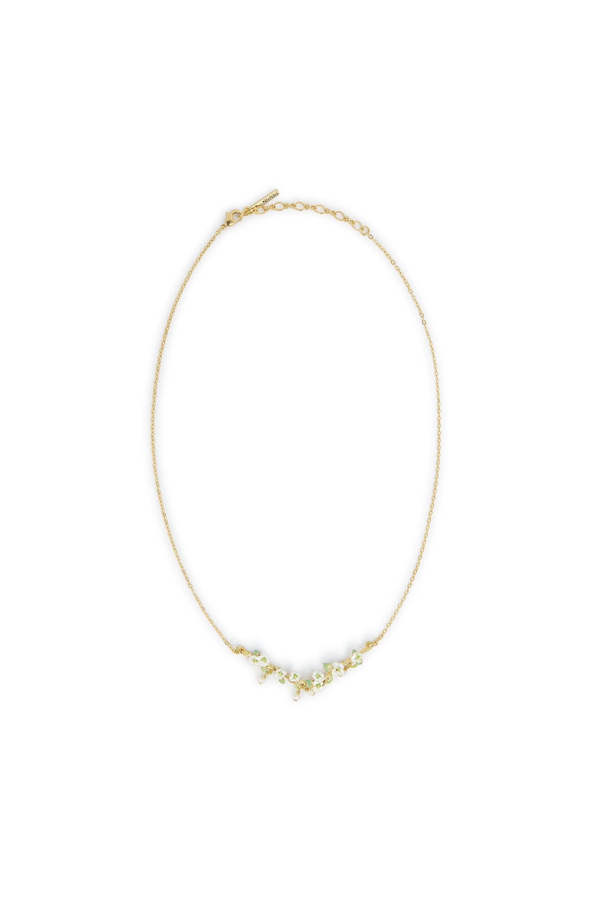 Les Nereides White Hollyhocks And Mother Of Pearl Beads Gold-Plated Statement Necklace