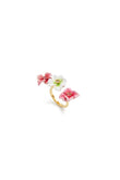 Les Nereides Pink And White Hydrangea Flower Adjustable Ring