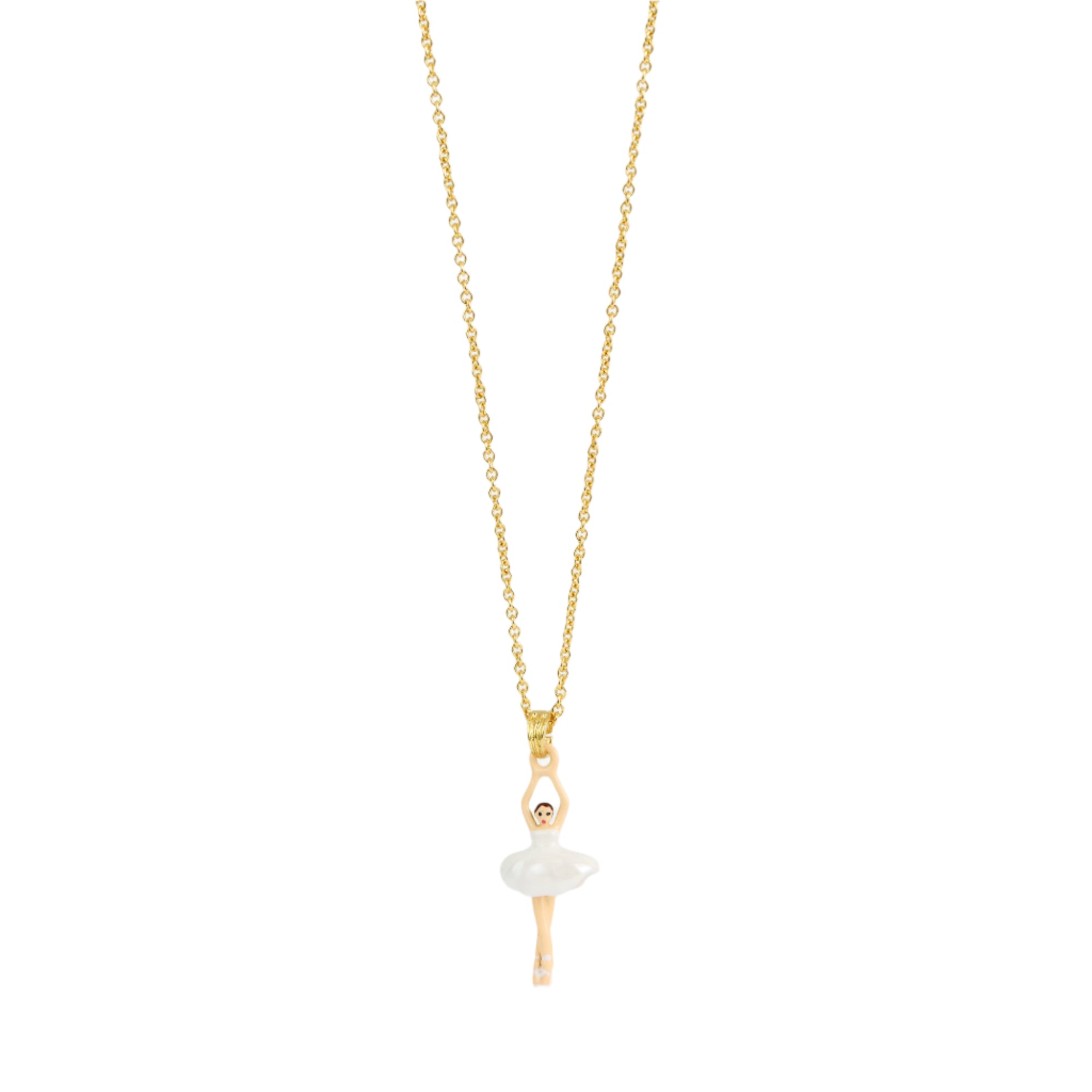 Les Nereides White Tutu Mini Ballerina Fine Necklace