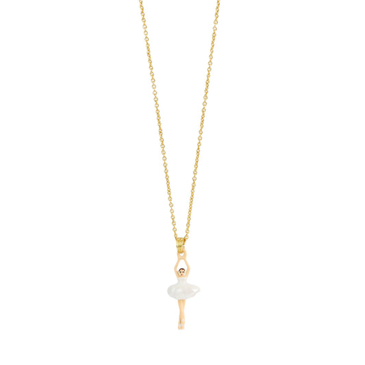 Les Nereides White Tutu Mini Ballerina Fine Necklace