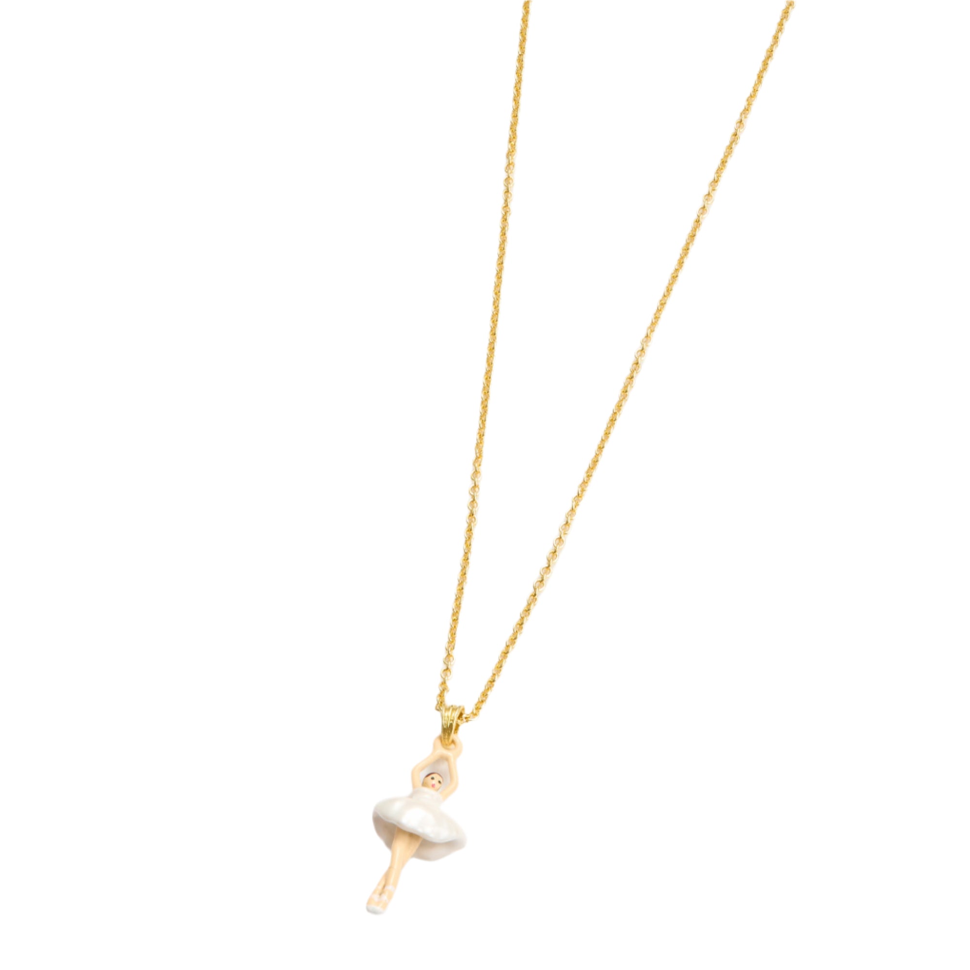 Les Nereides White Tutu Mini Ballerina Fine Necklace