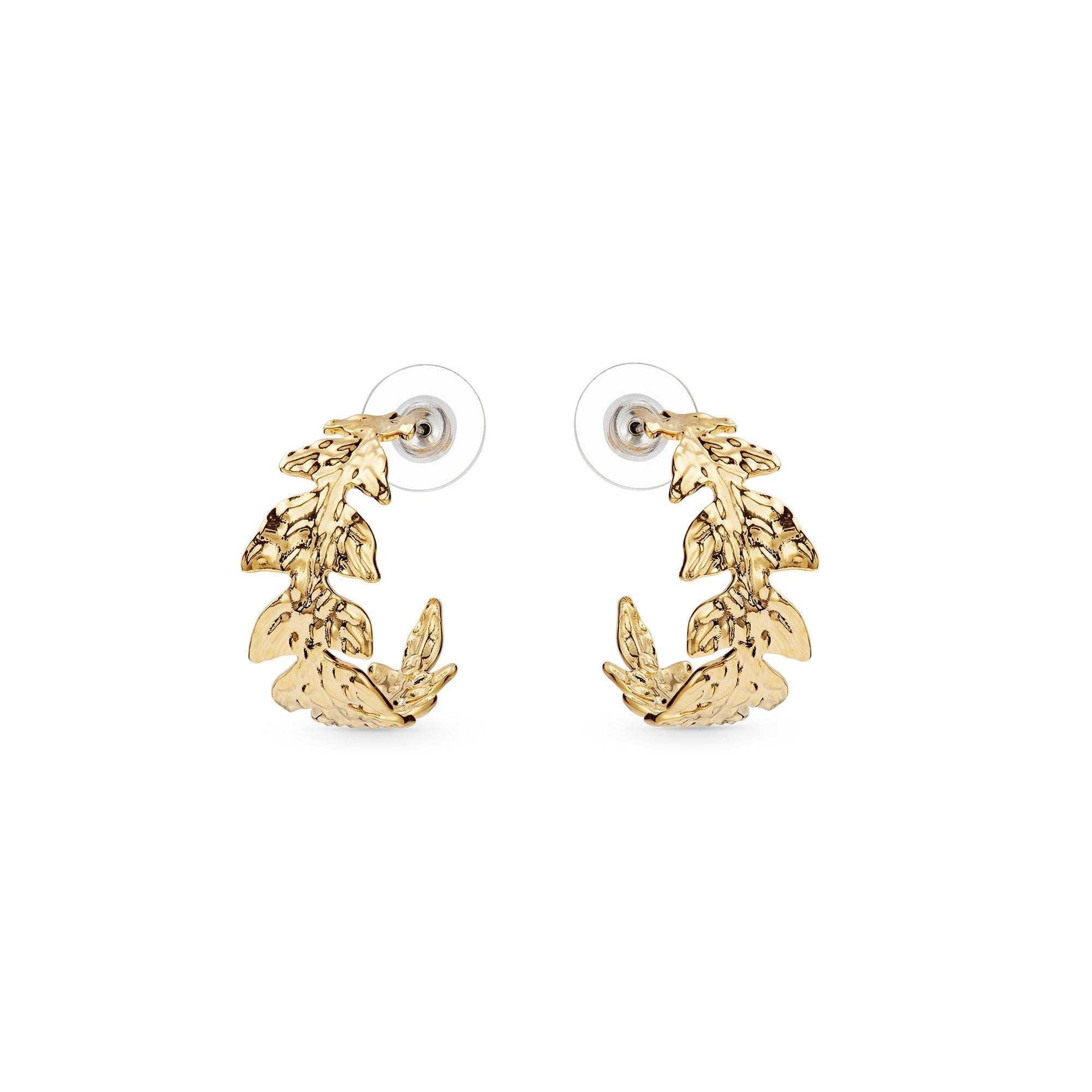Les Nereides Golden Leaf Crown Hoop Earrings
