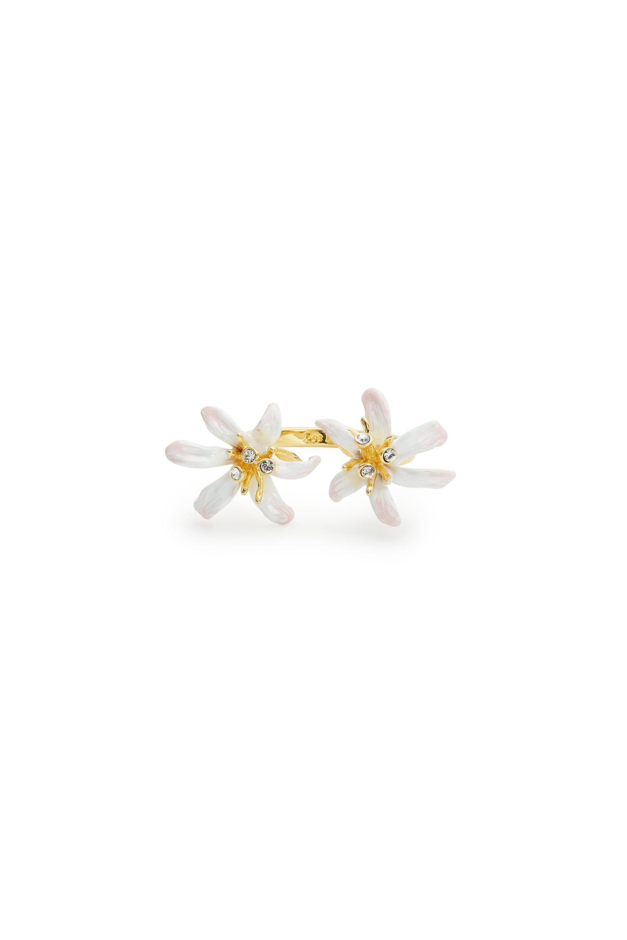 Les Nereides White Lily Flower Adjustable Gold-Plated Ring