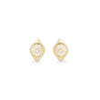 Les Nereides Golden Post Earrings With Mother Of Pearl White Flower