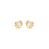 Les Nereides Round Rock Crystal And Golden Fern Earrings