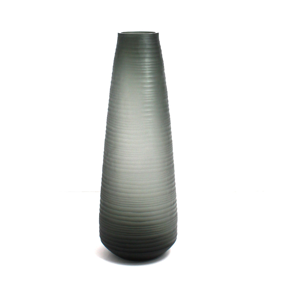 Balerina Engraved Big Glass Vase Grey