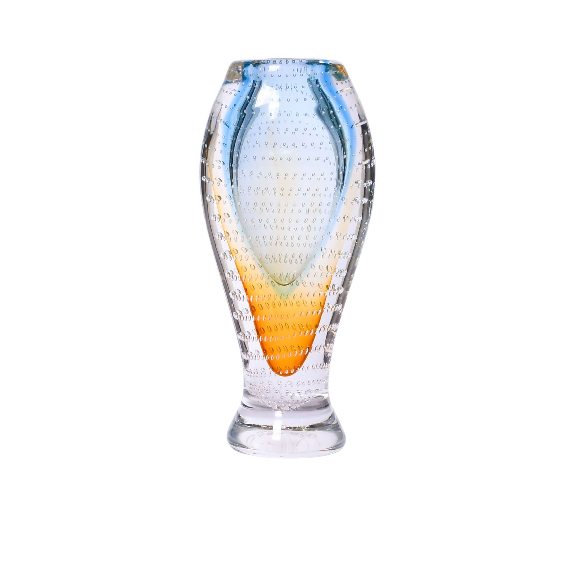 Casa Blu Sea Blue With Amber Small Ball Crystal Vase
