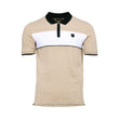 Eden Park Men's Sand Beige Color Block Zip Polo Shirt