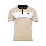 Eden Park Men's Sand Beige Color Block Zip Polo Shirt