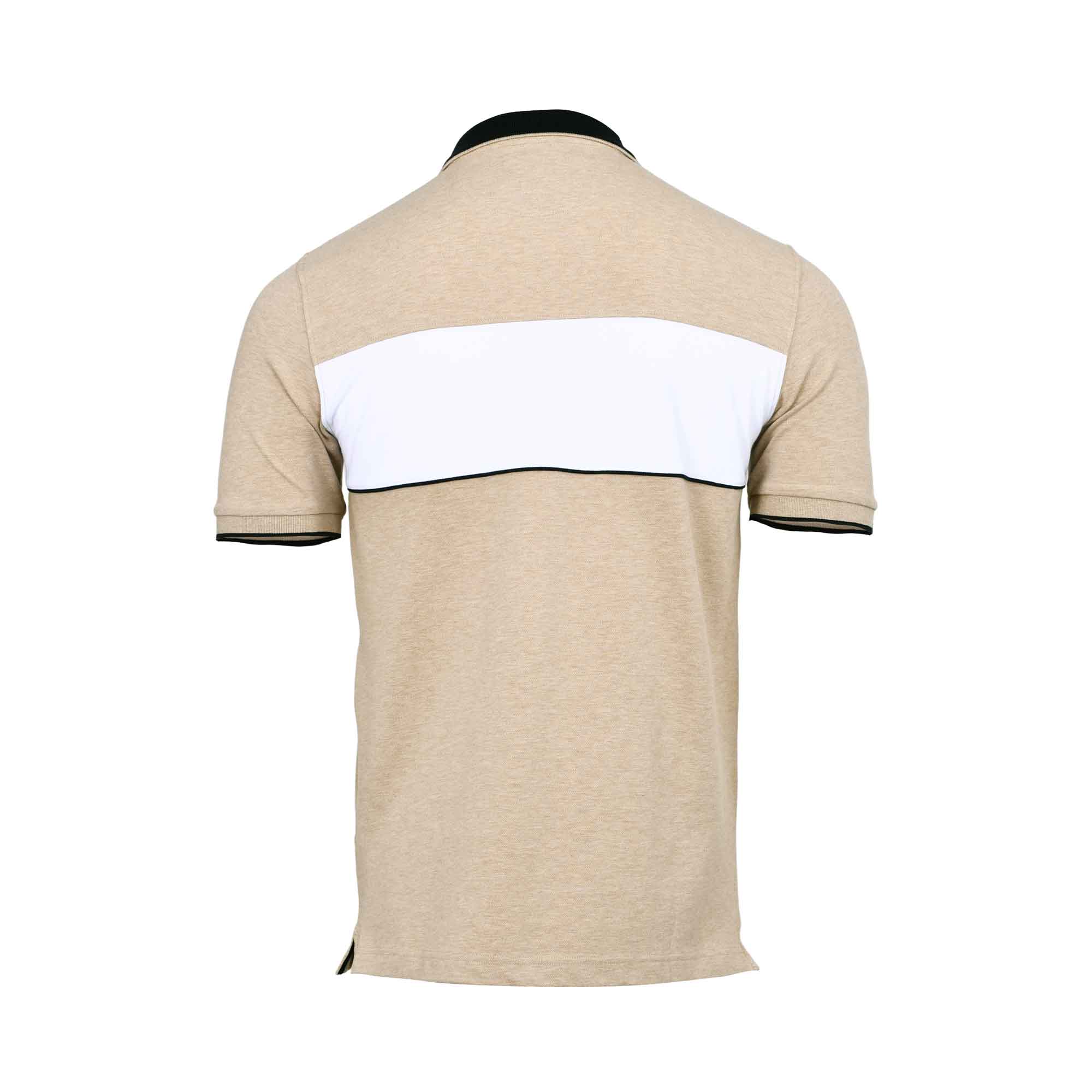 Eden Park Men's Sand Beige Color Block Zip Polo Shirt