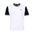 Eden Park Men's White & Black Color Block T-Shirt with Blue Details