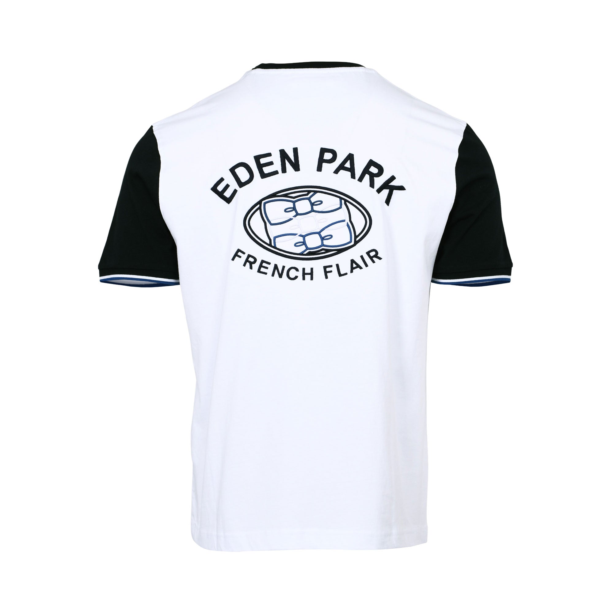 Eden Park Men's White & Black Color Block T-Shirt with Blue Details