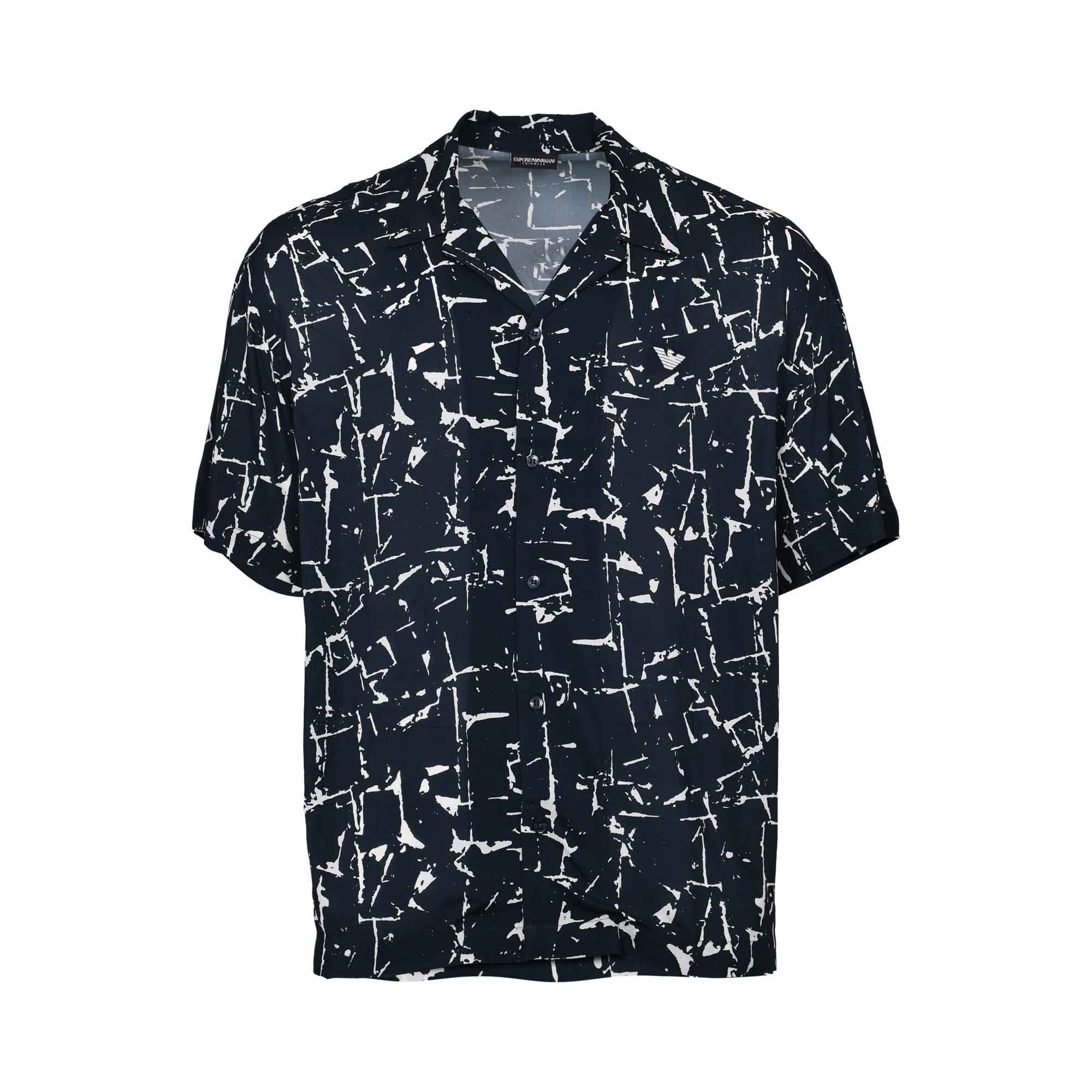 Emporio Armani Men's Abstract Print Short Sleeve Shirt