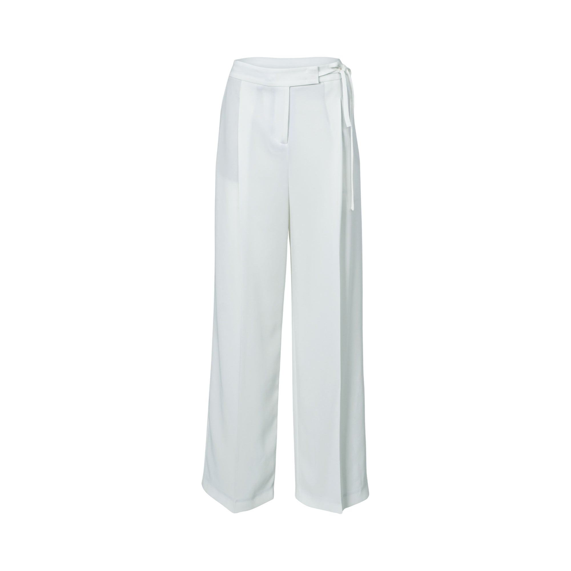 Eleventy Women's Crisp White Wide-Leg Trousers with Tie Detail
