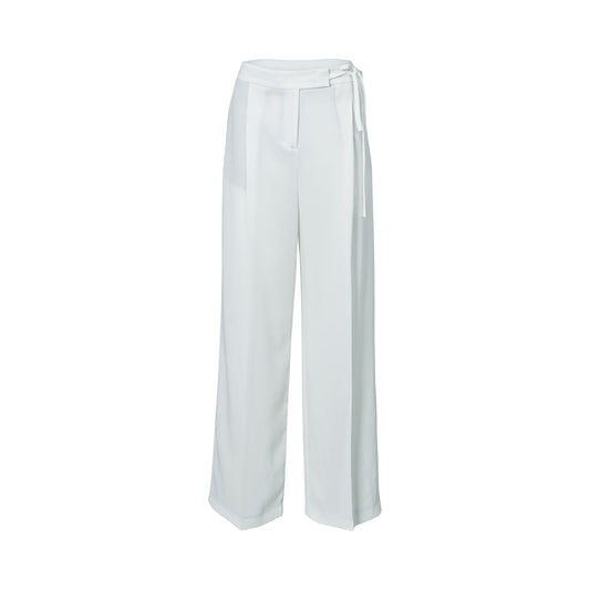 Eleventy Women's Crisp White Wide-Leg Trousers with Tie Detail