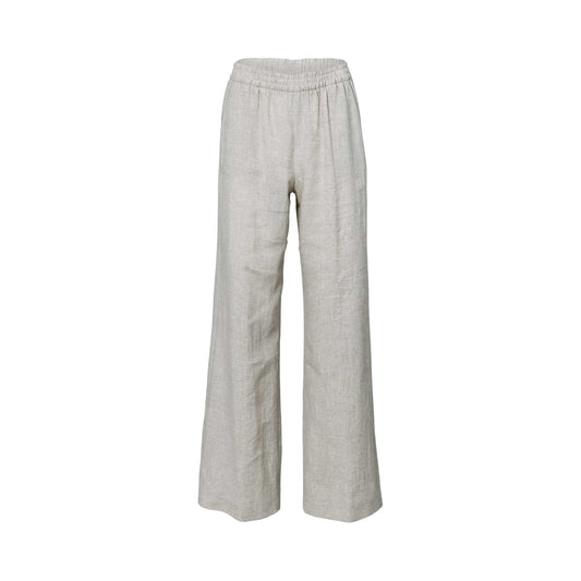 Eleventy Women's Relaxed Fit Light Beige Linen-Blend Trouser with Elastic Waist