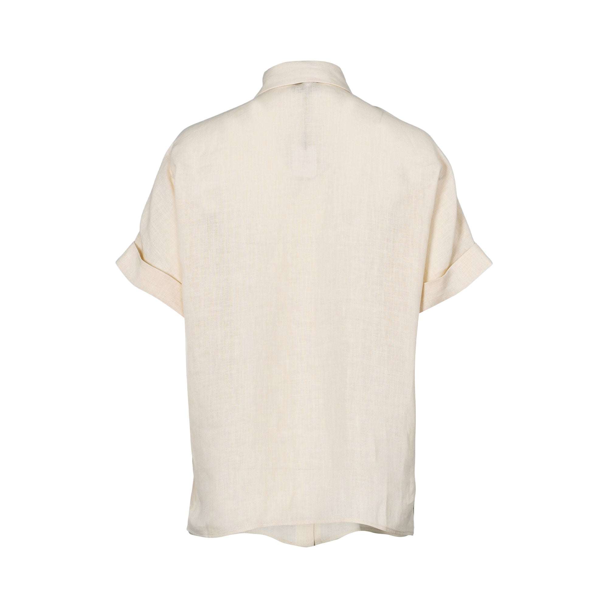 Eleventy Women's Beige Linen-Blend Short-Sleeve Shirt