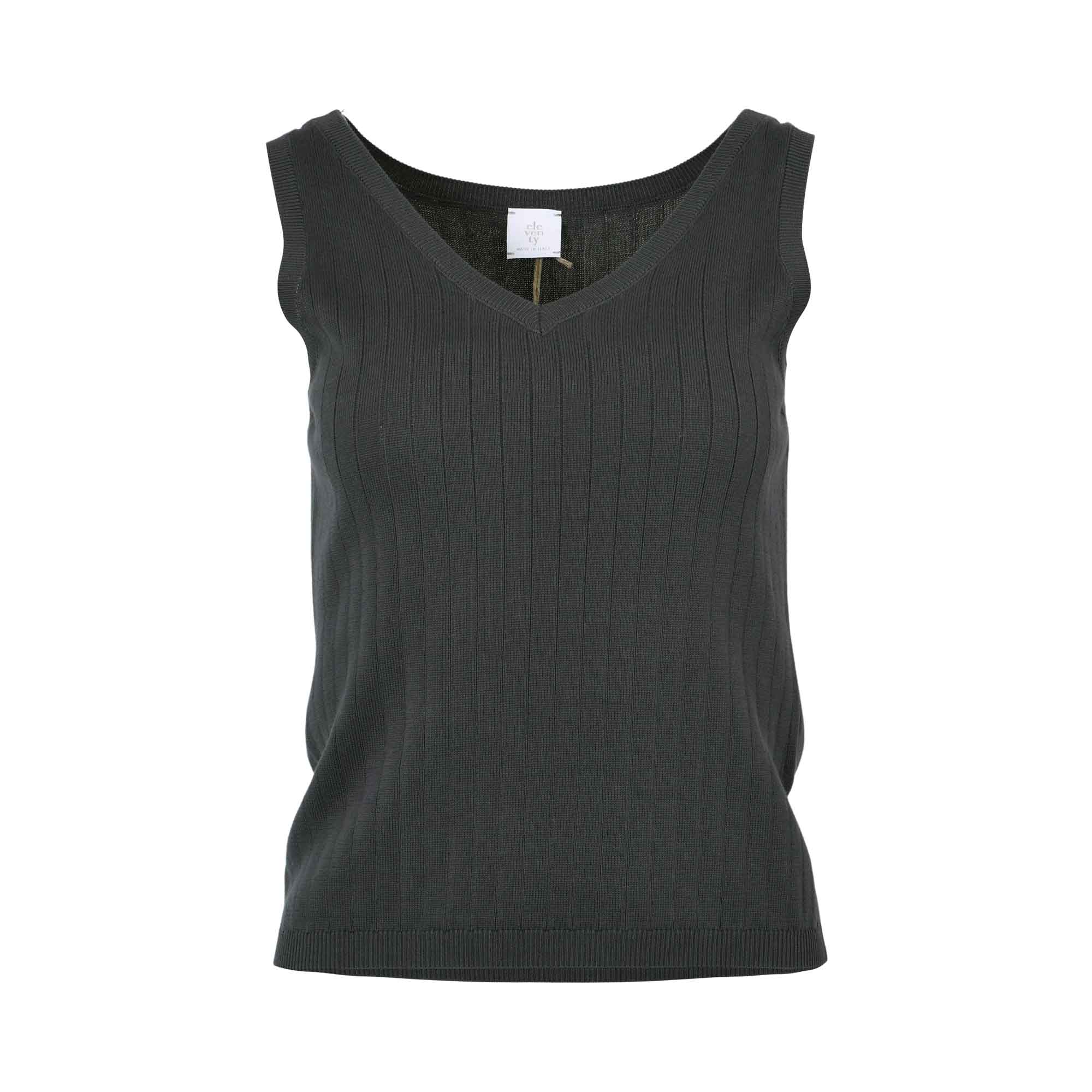 Eleventy Women's Ribbed V-Neck Sleeveless Top