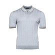 Gran Sasso Men's Ribbed Knit Zip Polo Shirt with Contrast Trim - (Available in Grey & Brown)