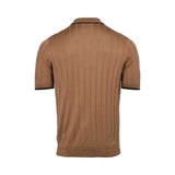 Gran Sasso Men's Ribbed Knit Zip Polo Shirt with Contrast Trim - (Available in Grey & Brown)