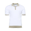 Gran Sasso Men's White & Beige Ribbed Knit Tennis Polo Shirt