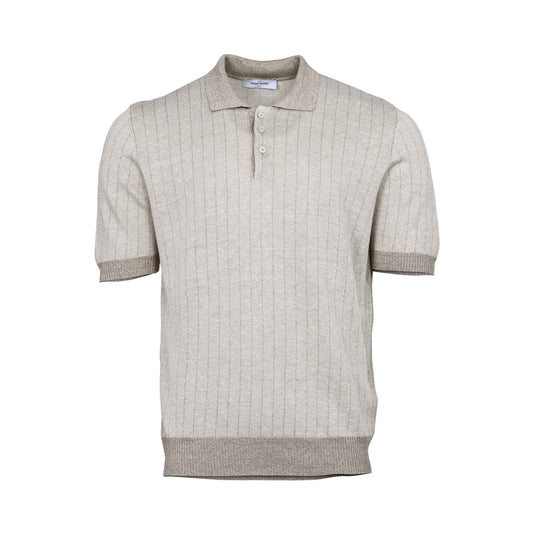 Gran Sasso Men's Ribbed Knit Polo Shirt
