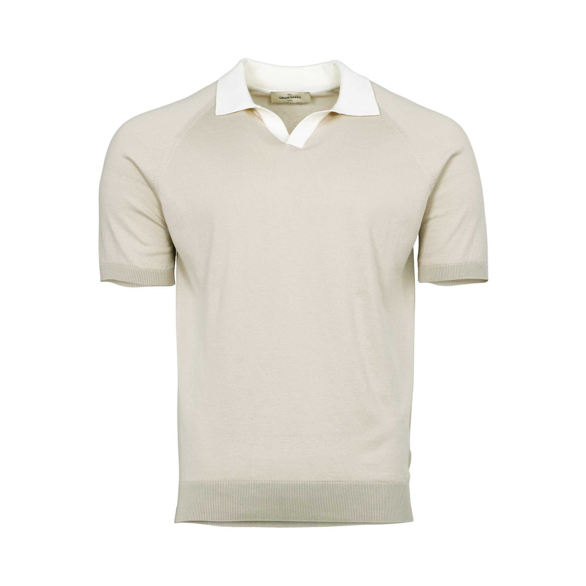 Gran Sasso Men's Knitted Tennis Polo Shirt with Contrast Collar