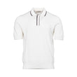 Gran Sasso Men's White Ribbed Knit Polo Shirt with Striped Trim