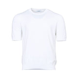 Gran Sasso Men's White Knitted Crew Neck T-Shirt