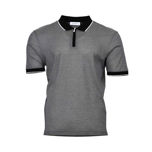 Gran Sasso Men's Patterned Knit Zip Polo Shirt - (Available in Black & Brown)