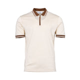 Gran Sasso Men's Tennis Zip Polo Shirt with Striped Trim