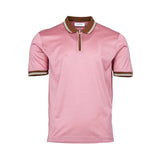 Gran Sasso Men's Tennis Zip Polo Shirt with Striped Trim