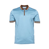 Gran Sasso Men's Tennis Zip Polo Shirt with Striped Trim