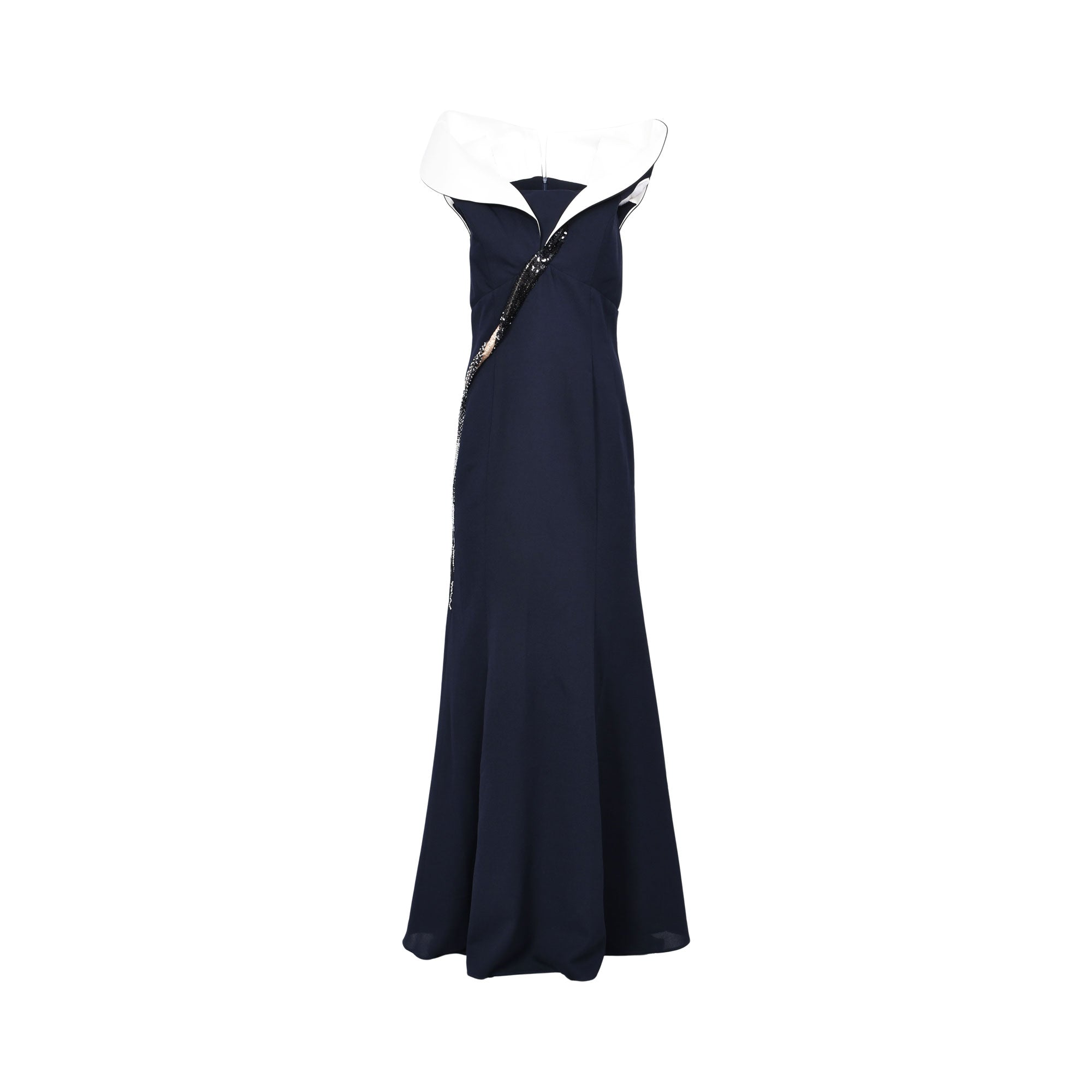 GW Couture Women's Navy & White Long Dress