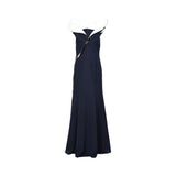 GW Couture Women's Navy & White Long Dress