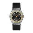 Monteva Ladies - Bi-Color, Stones Bezel, Black Dial, Black Strap Watch
