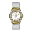 Monteva Ladies - Gold-Tone, Stones Bezel, White MOP Dial & Strap Watch