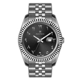Monteva Gents Black Dial Rol Arabic Numbers Stainless Steel Watch