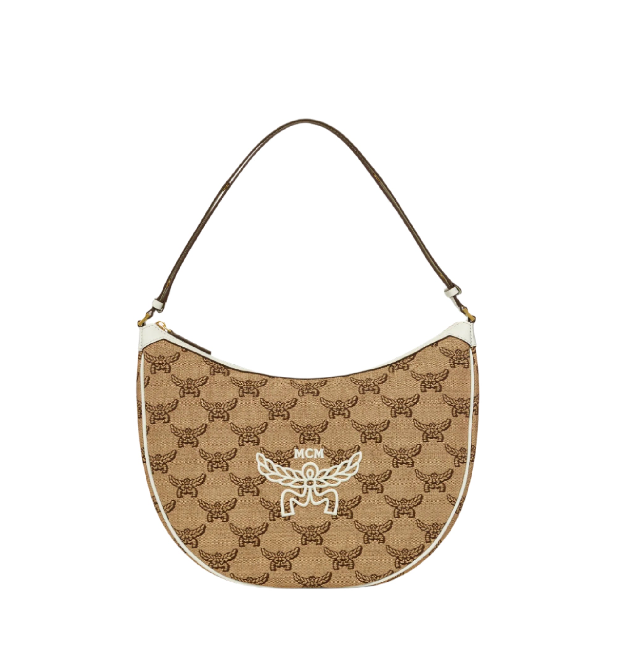 MCM Women's Himmel Ascending Moon Hobo in Lauretos Raffia Jacquard